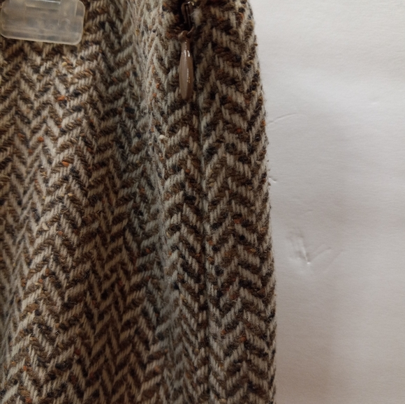 Ann Taylor Loft A-line 45 % Wool 55% Silk Tweed Acetate Lining 12 Brown Skirt - Picture 11 of 16